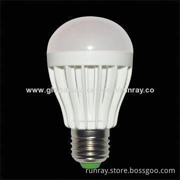 5W LED Bulb with E27/E26/B22 Base, CE Mark, 85-265V AC, Aluminum Housing, Epistar LED Chip
